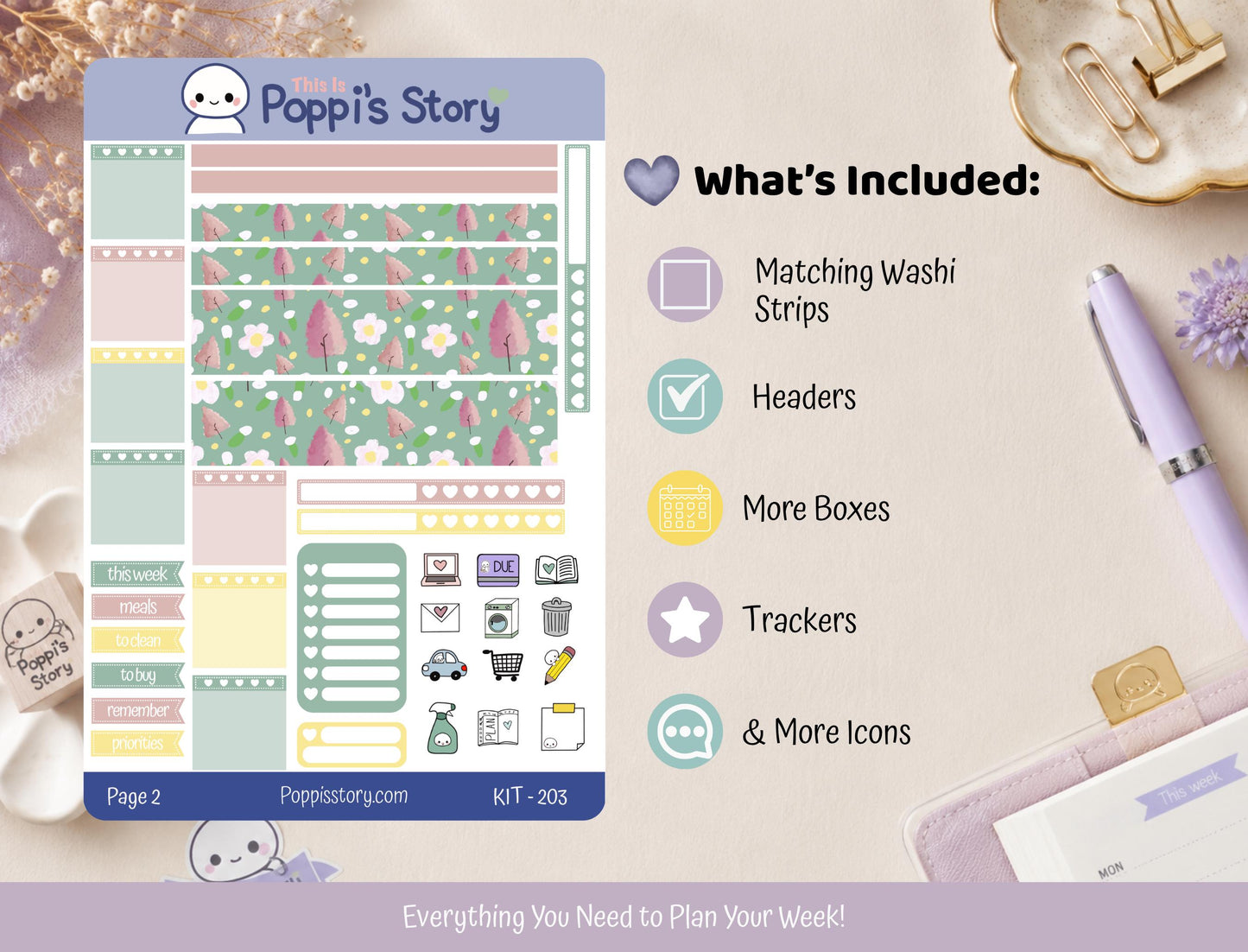 Spring Meadow Hobonichi Weeks Sticker Kit