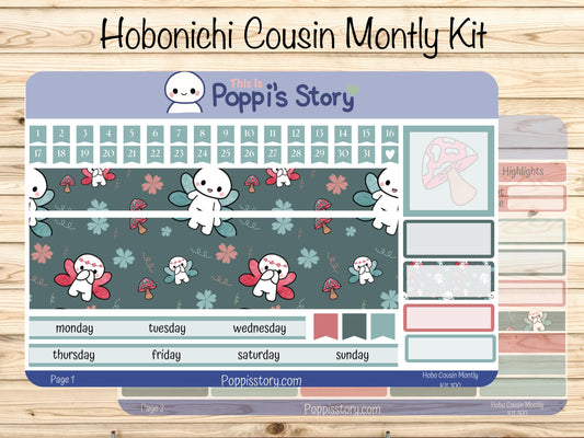 Poppi Character Hobonichi Cousin Monthly Sticker Kit | Functional Planner Pages