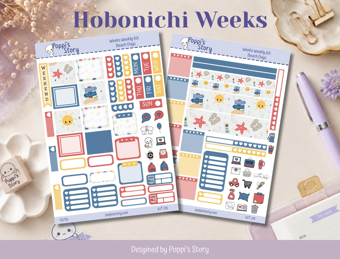 Beach Day Hobonichi Weeks Weekly Kit