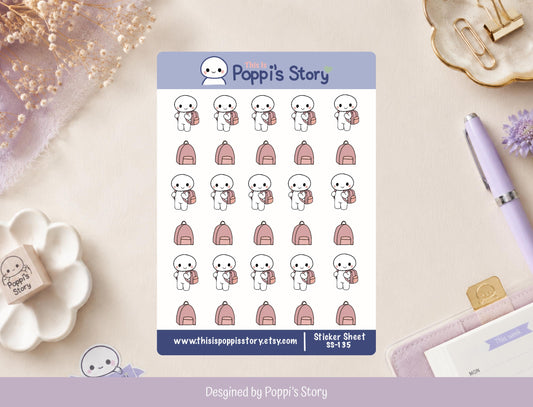 Backpack Planner Stickers | School & Travel Bag Icons (Sticker Sheet)