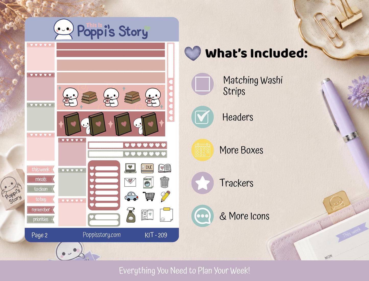 Cozy Reading Nook Hobonichi Weeks Sticker Kit