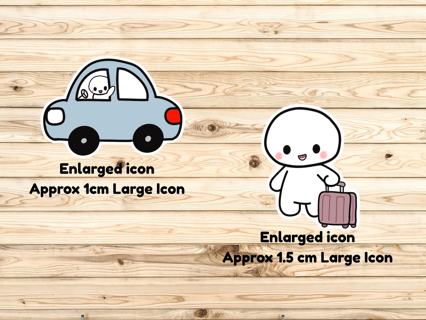 Poppi Travel Planner Stickers, Car Icons, Luggage Character Stickers