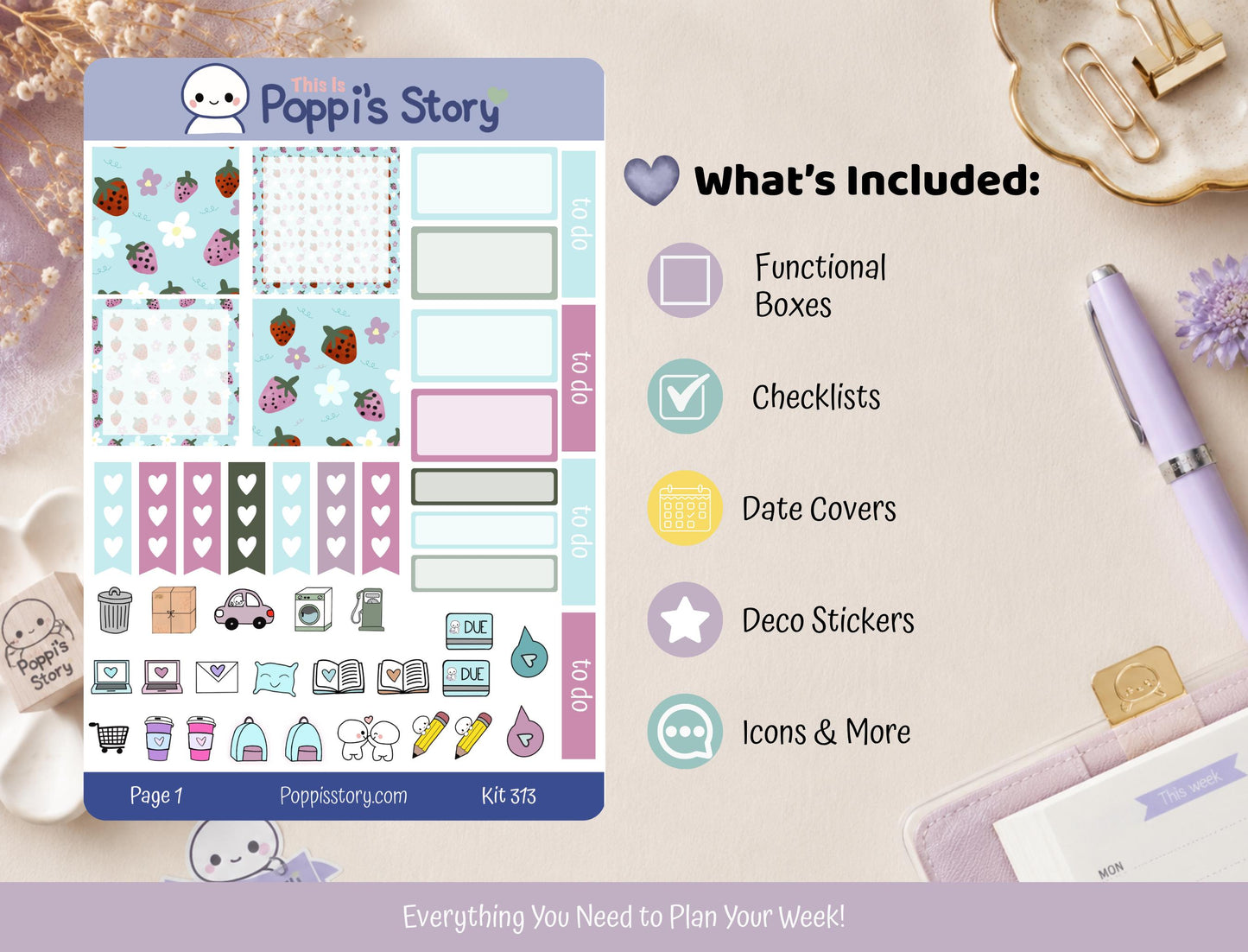 Strawberry Summer Hobonichi Cousin Kit
