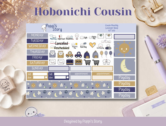 Lavender Sleep | Hobonichi Cousin Monthly Sticker Kit