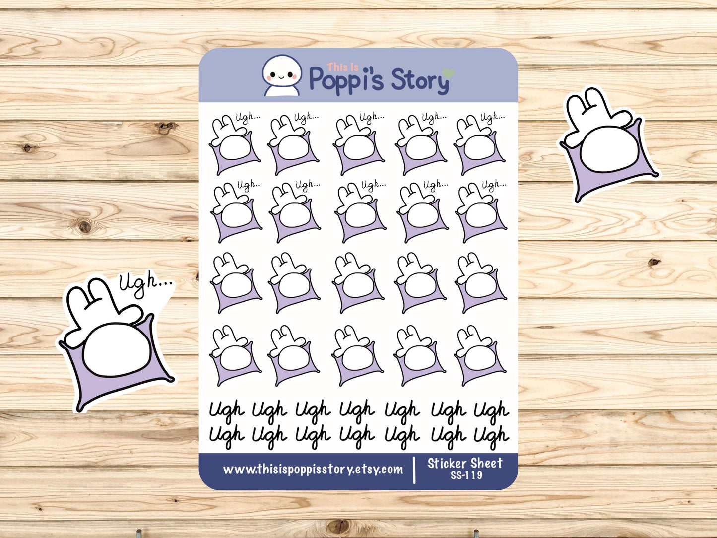 Ugh Mood Planner Stickers | Lazy Day Icons | Kawaii Journaling (Sticker Sheet)