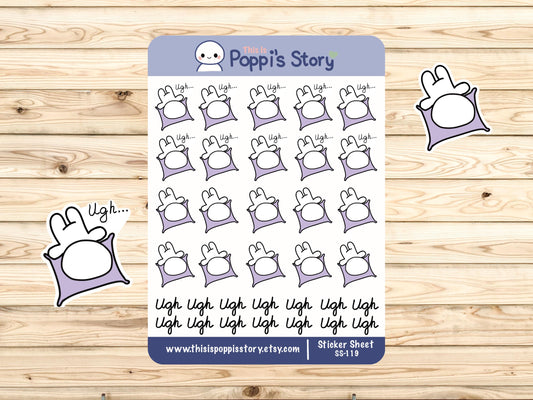Ugh Mood Planner Stickers | Lazy Day Icons | Kawaii Journaling (Sticker Sheet)