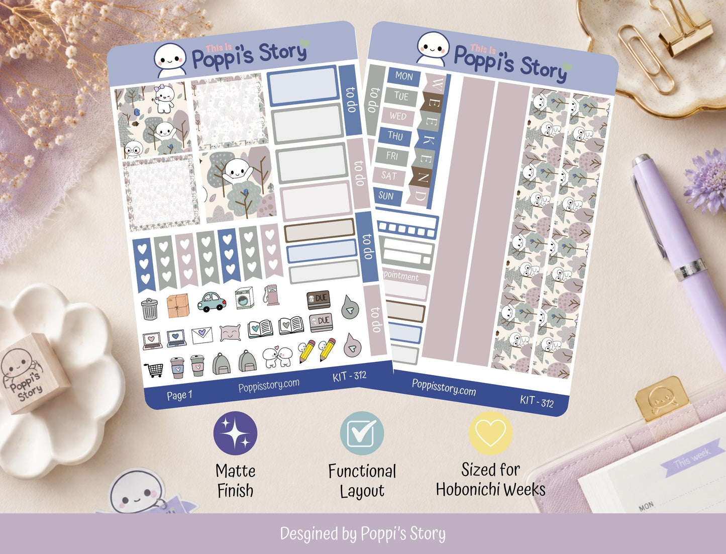 Forest Friends Hobonichi Cousin Sticker Kit