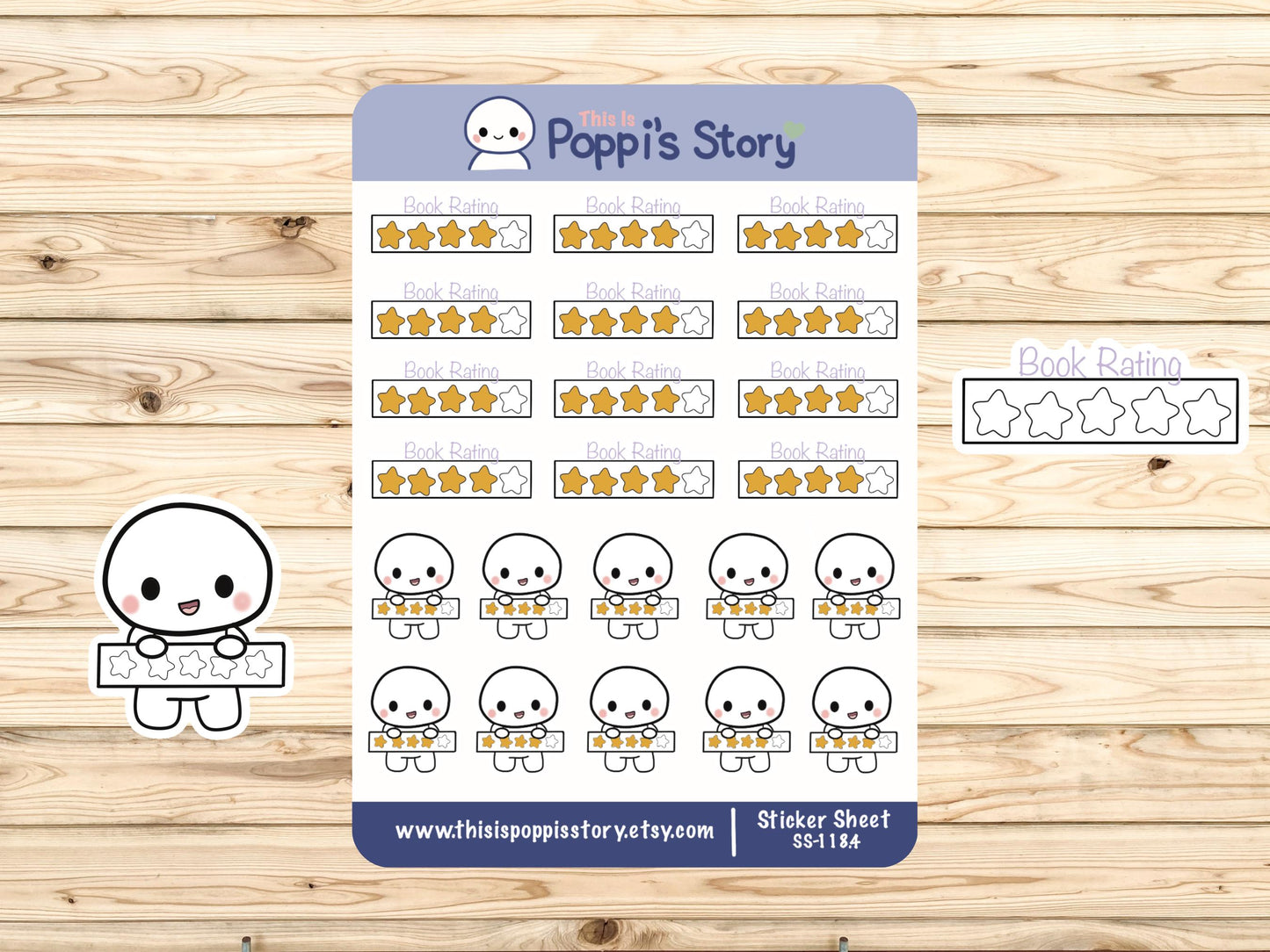 Book Rating Stickers | Kawaii Reading Tracker Journal Planner Sheet