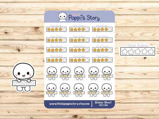 Book Rating Stickers | Kawaii Reading Tracker Journal Planner Sheet