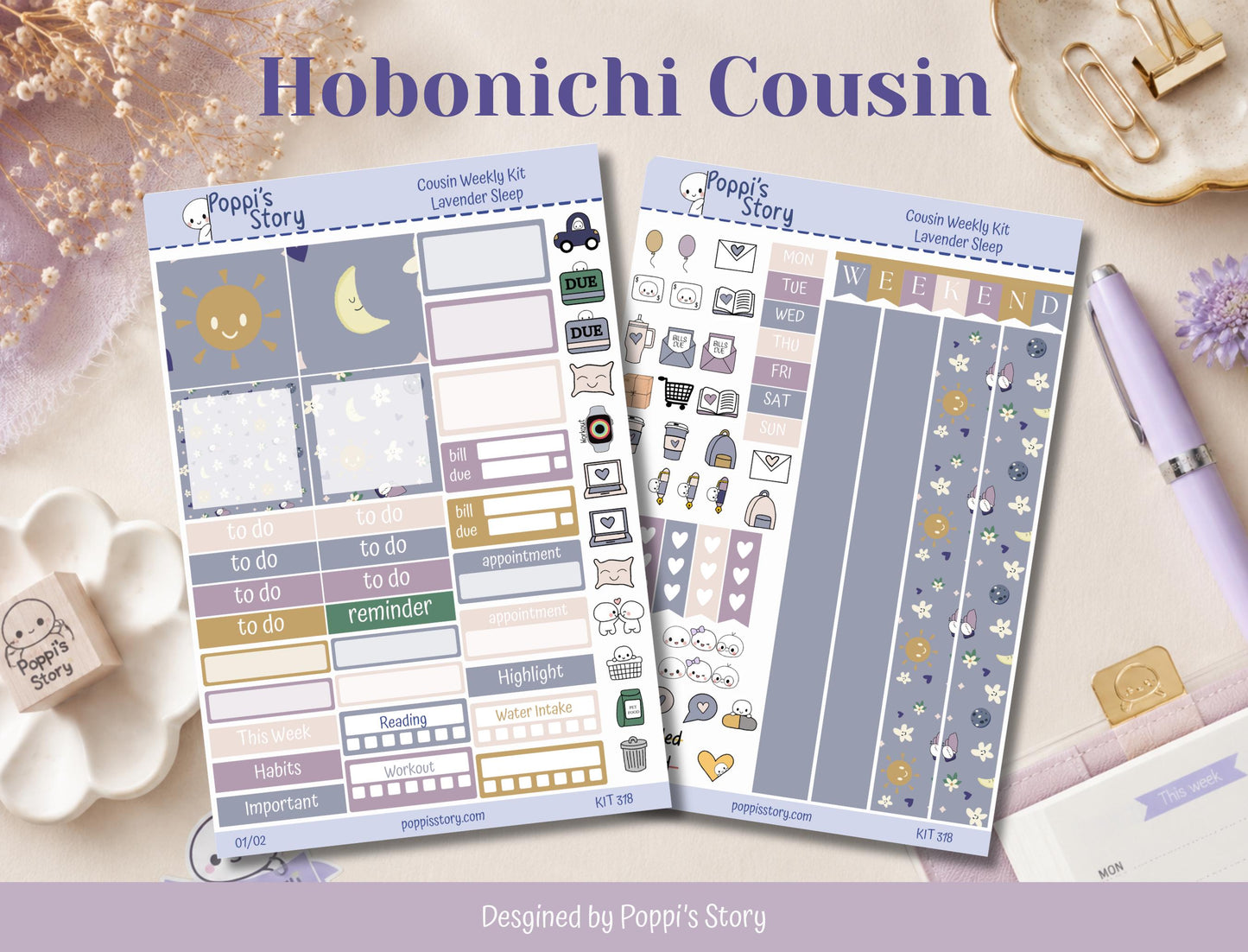 Lavender Sleep Hobonichi Cousin Weekly Kit