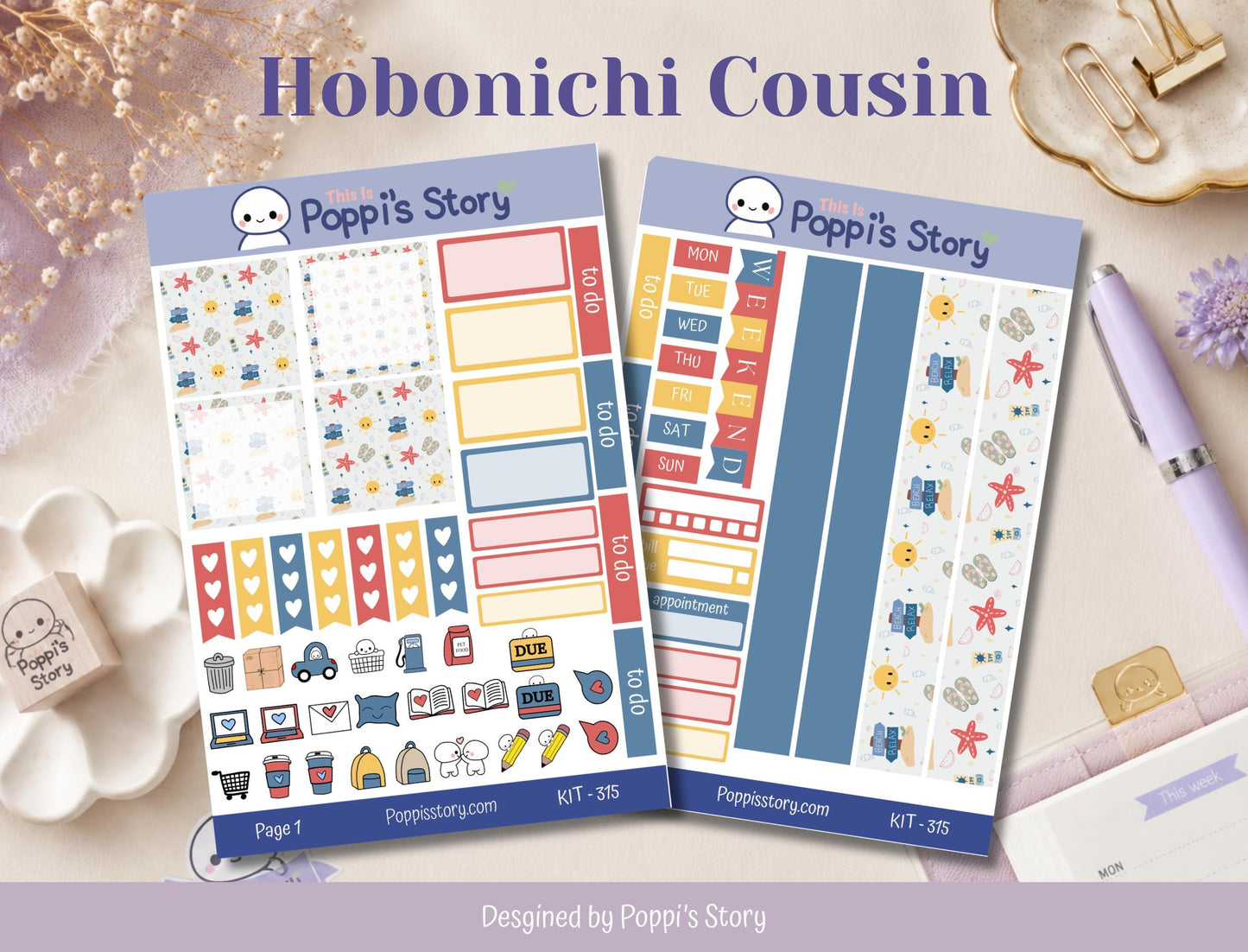 Beach Day Hobonichi Cousin Weekly Kit