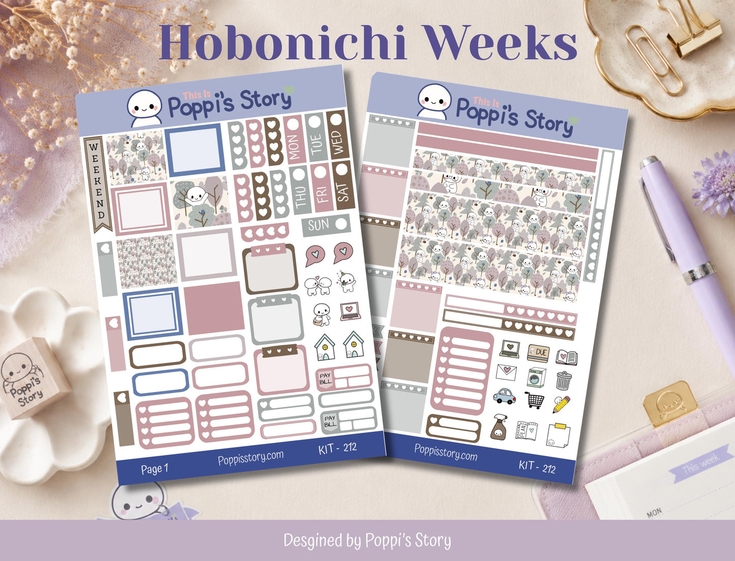 Forest Friends Hobonichi Weeks Sticker Kit