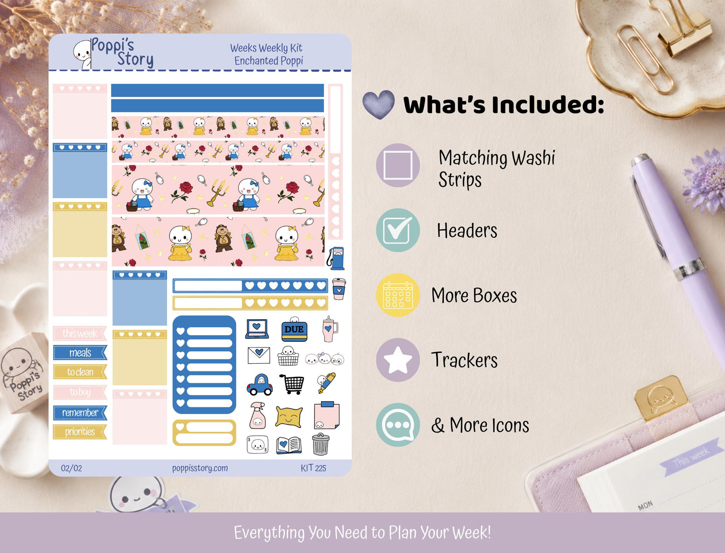 Enchanted Poppi Hobonichi Weeks Sticker Kit