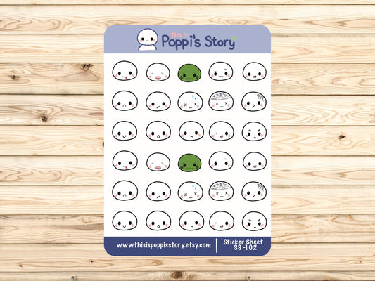 Poppi's Story Mood Tracker Stickers, Kawaii Planner Emotion Icons