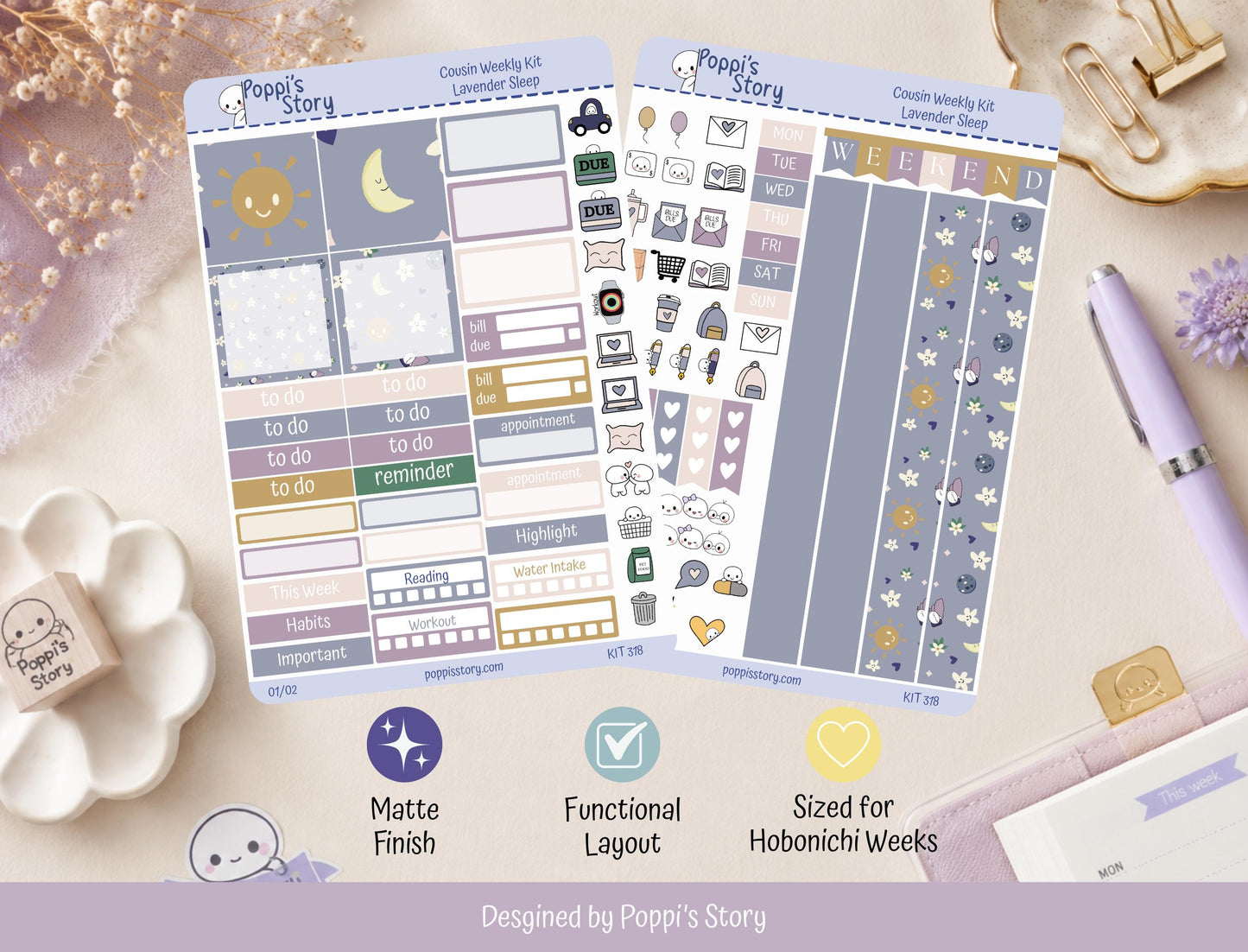 Lavender Sleep Hobonichi Cousin Weekly Kit