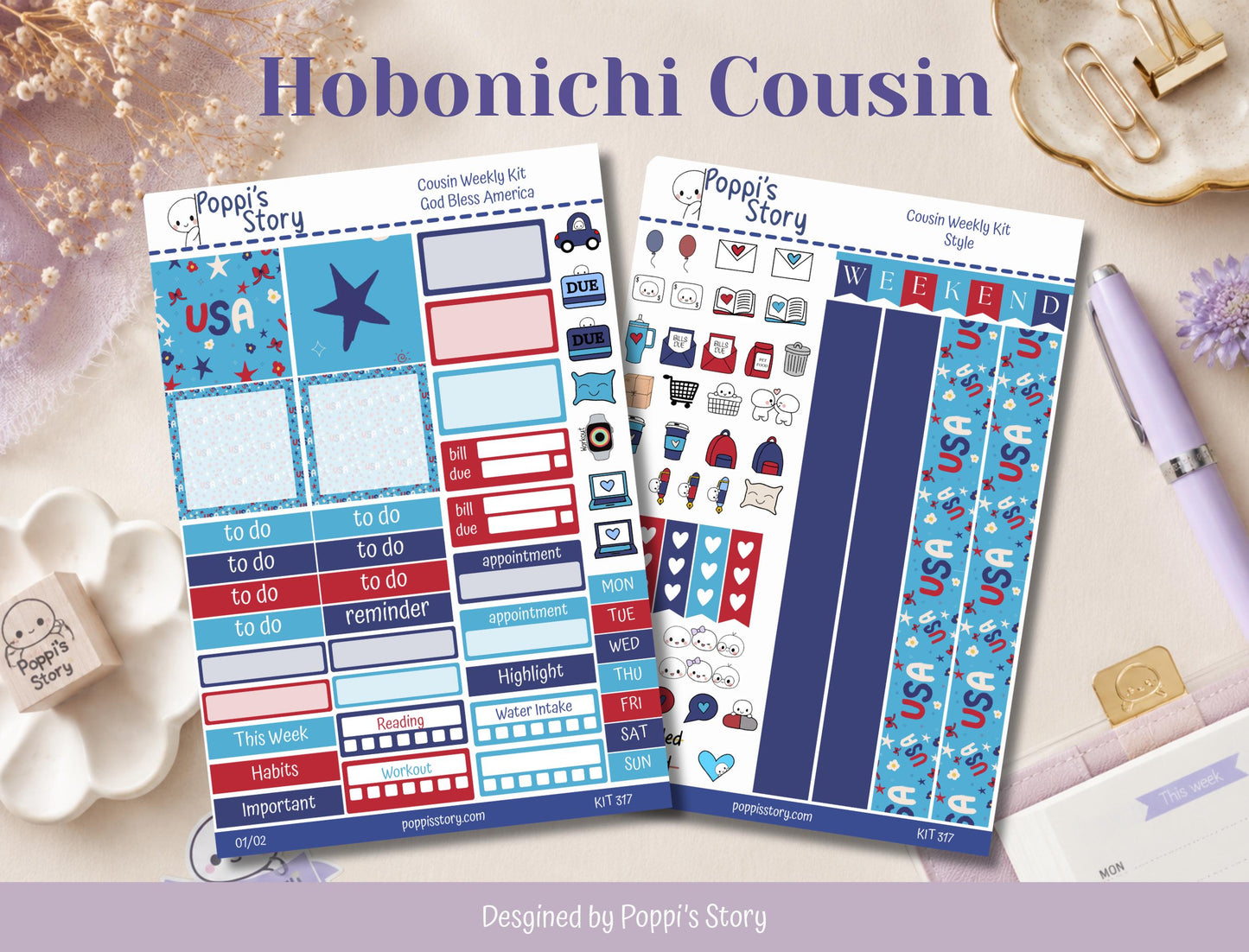 God Bless America Hobonichi Cousin Weekly Kit