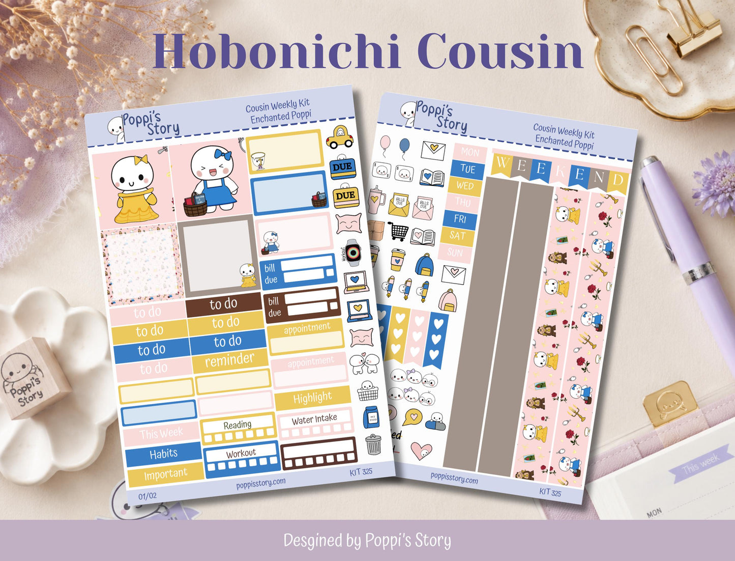 Enchanted Poppi Hobonichi Cousin Sticker Kit