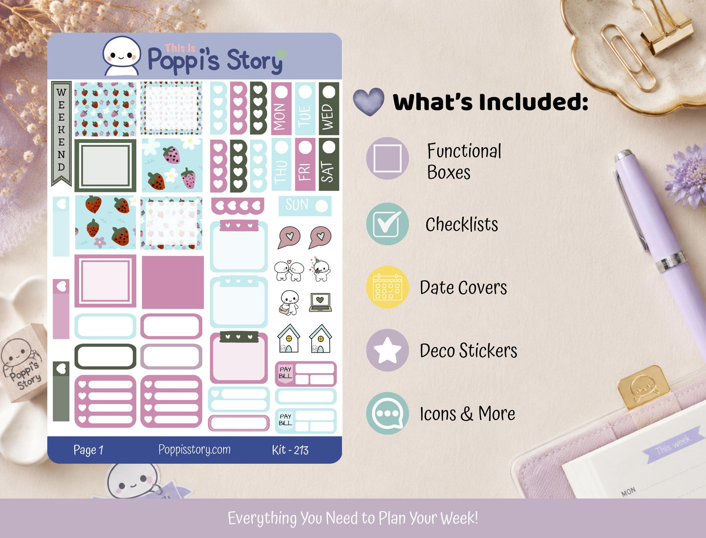 Strawberry Summer Hobonichi Weeks Kit