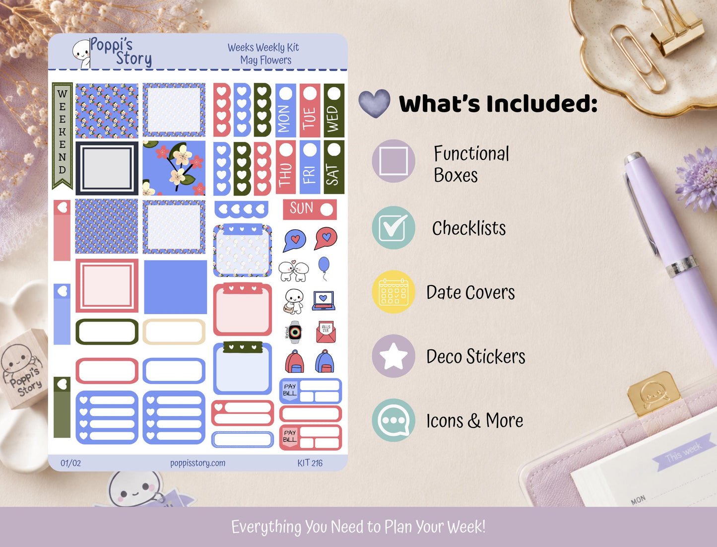 May Flowers Hobonichi Weeks Weekly Kit