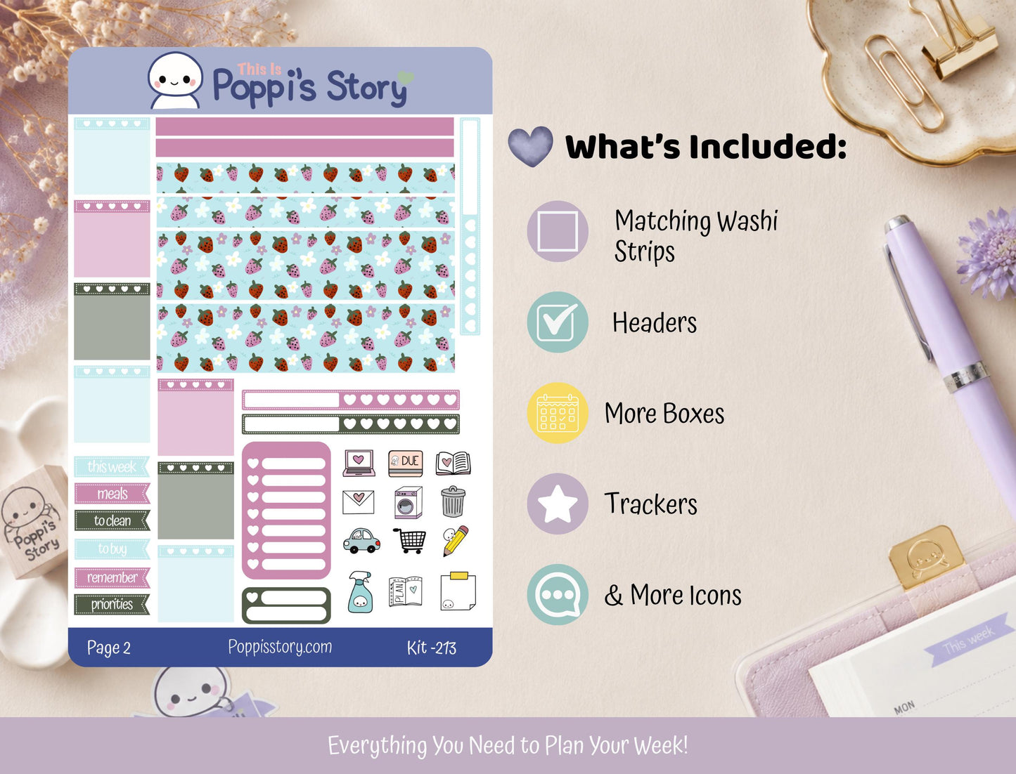 Strawberry Summer Hobonichi Weeks Kit