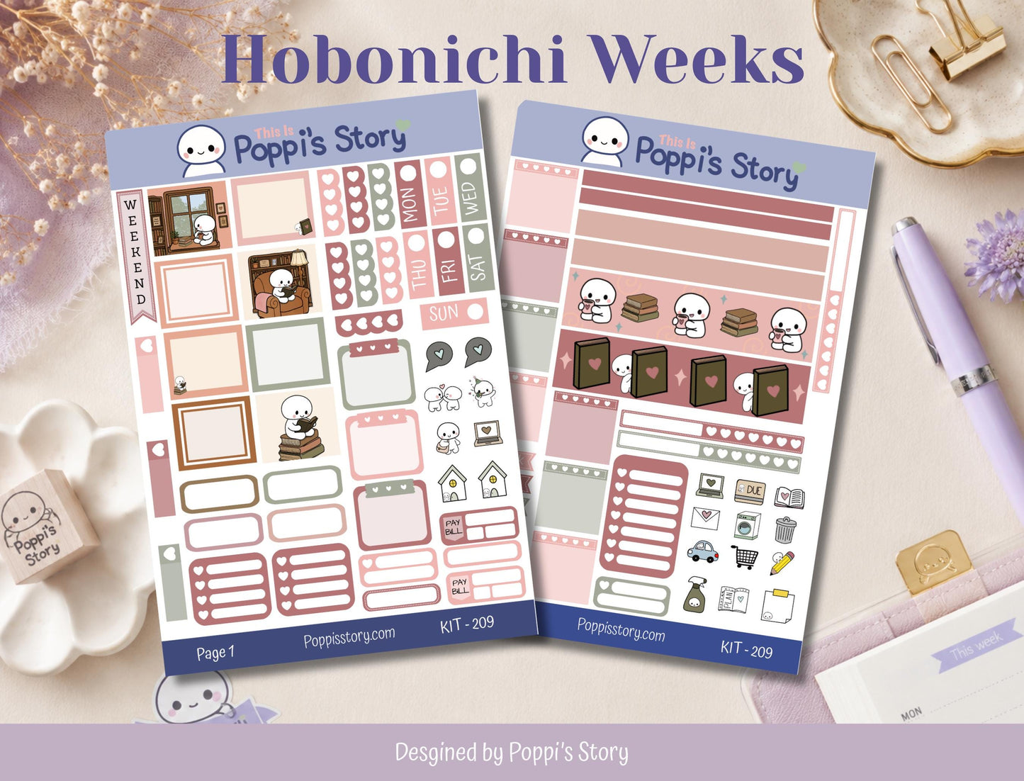 Cozy Reading Nook Hobonichi Weeks Sticker Kit