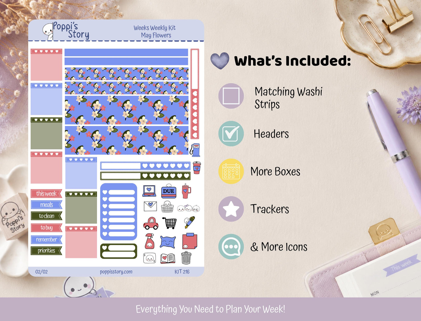 May Flowers Hobonichi Weeks Weekly Kit
