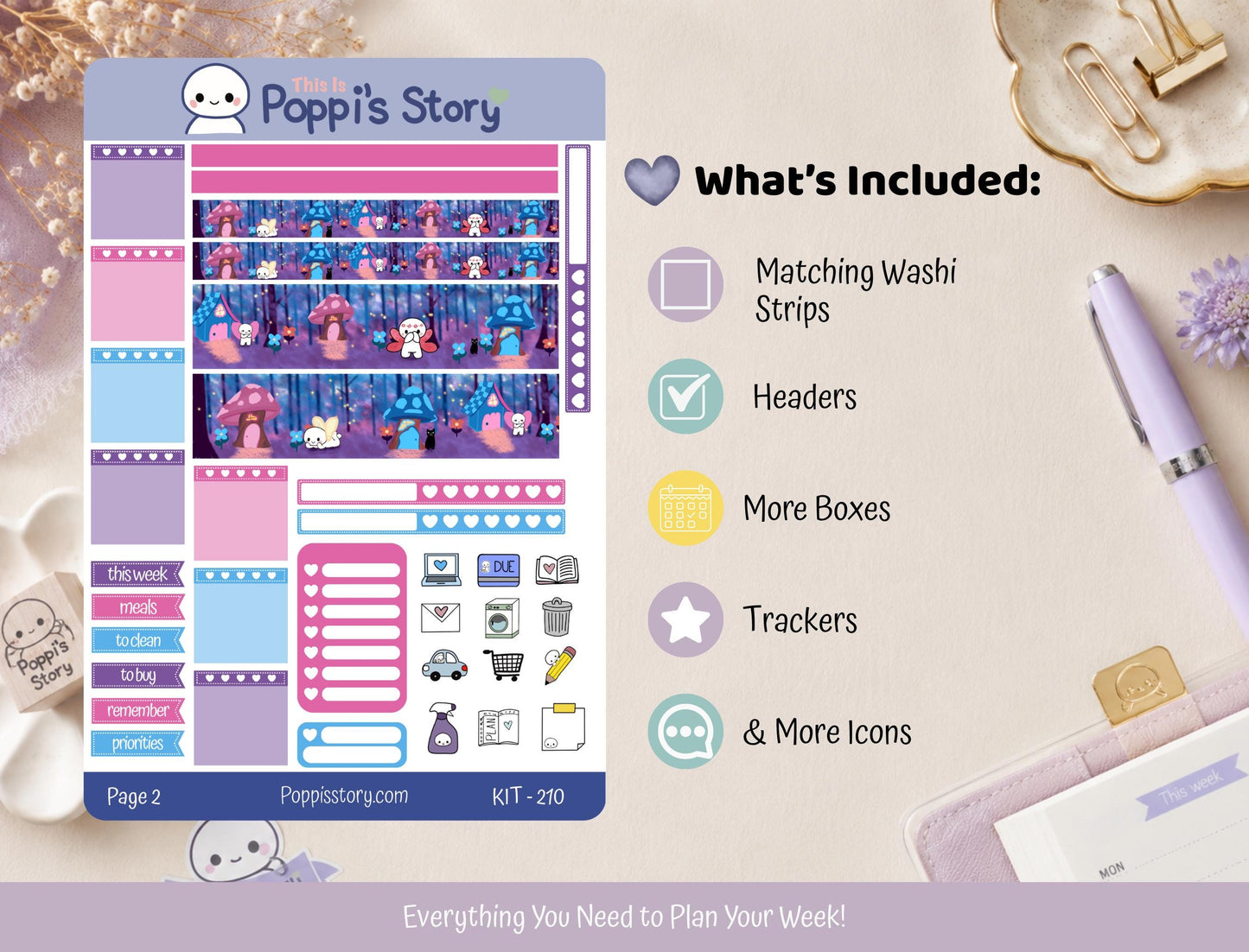 Poppi Fairy Village Hobonichi Weeks Sticker Kit