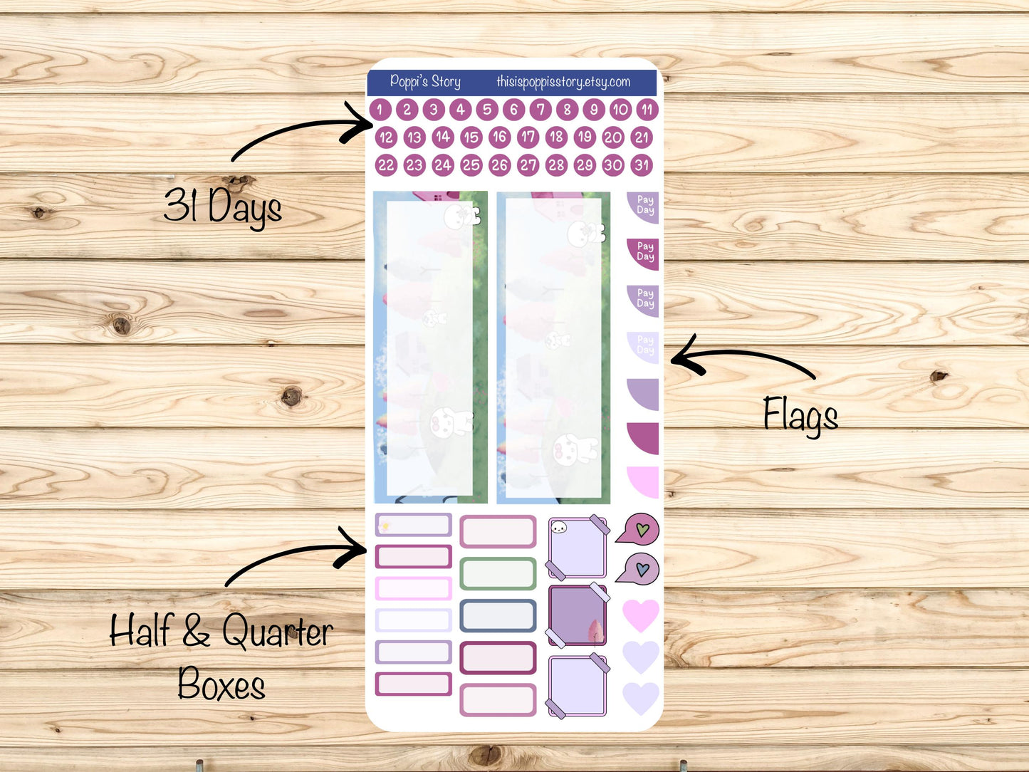 Hobonichi Weeks Sticker Kit, Cotton Candy Pastel Planner, Kawaii Journaling Supplies