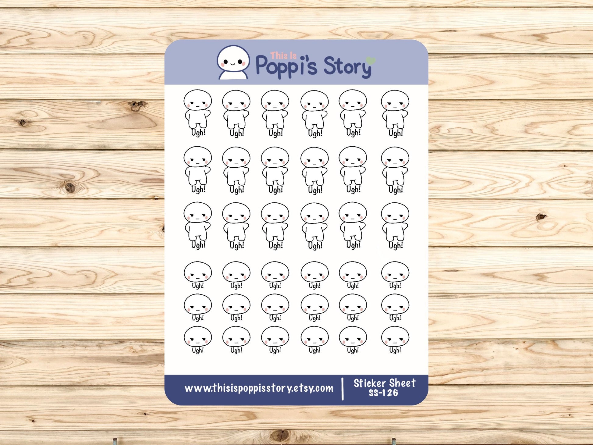 Poppi Ugh Mood Stickers, Annoyed Planner Journaling (Sticker Sheet)