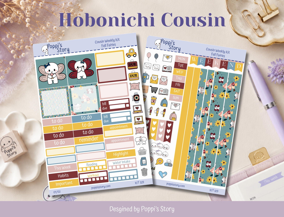 Fall Fairies Hobonichi Cousin Weekly Sticker Kit | Kawaii Autumn Planner Stickers (Matte)