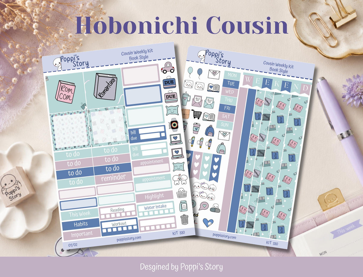 Hobonichi Cousin Weekly Sticker Kit | Book Lover Planner, Reading Tracker (Matte)