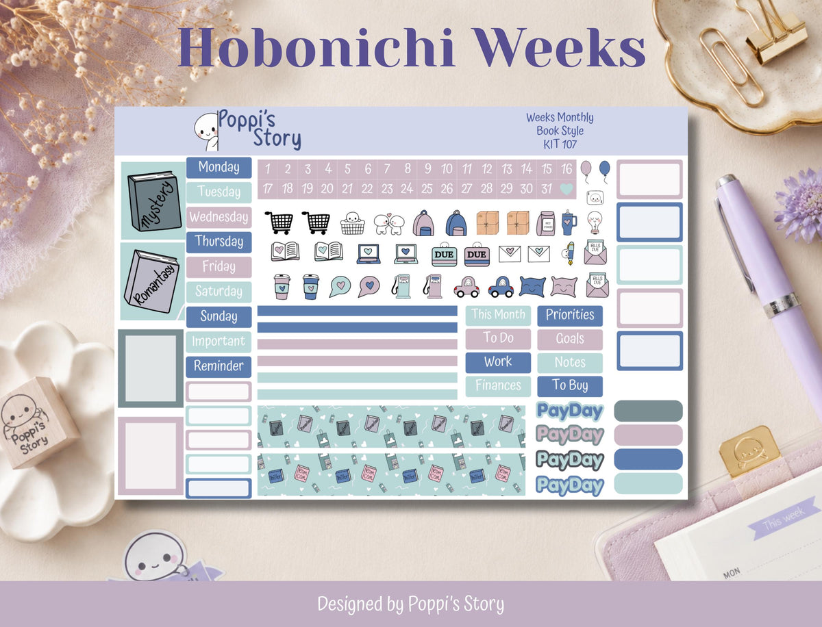 Book Style Hobonichi Weeks monthly sticker kit