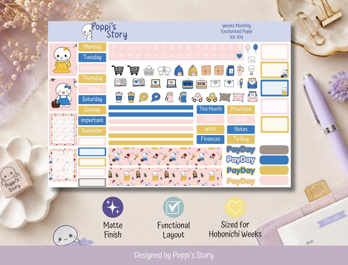 Enchanted Poppi monthly kit sticker sheet detail