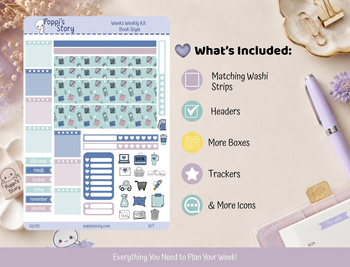 Book Style weekly kit in a Hobonichi Weeks planner